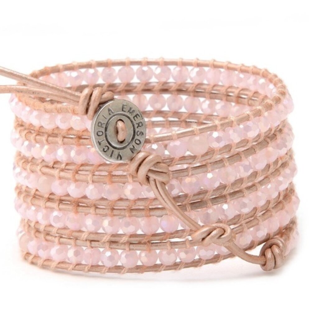 VICTORIA EMERSON SHADES OF PINK WITH ROSE GOLD ACCENTS WRAP BRACELET NIP